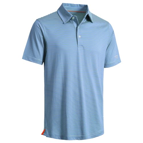 Golf Shirts for Men Dry Fit Short Sleeve Print Performance Moisture Wicking Polo Shirt Herringbone