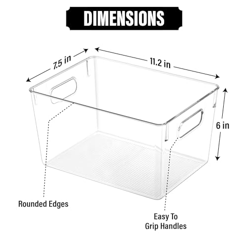 Clear storage organizer bins with Labels, Kitchen Pantry Organizers and Storage Baskets Fridge Containers for Organizing Cabinet Organization Perfect for, Foods, Snacks, Chips, Vitamin, Spices