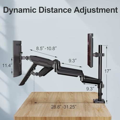 MOUNT PRO Triple Monitor Mount, 3 Monitor Desk Mount for There Screens up to 32 Inch, Full Motion Gas Spring Triple Monitor Stand, Heavy Duty Monitor Arm Hold up to 17.6lbs Each, VESA Mount, Black