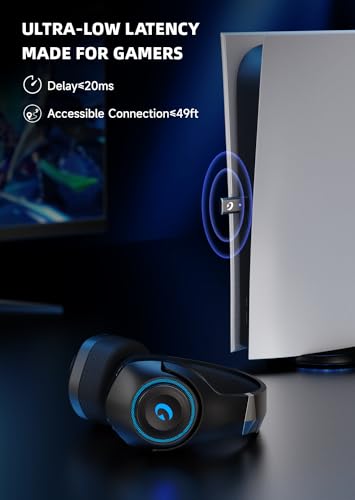 KAPEYDESI Wireless Gaming Headset, 2.4GHz USB Gaming Headphones for PS5, PS4,Switch,PC,Mac with Bluetooth 5.2, 40H Battery, ENC Noise Canceling Microphone, 3.5mm Wired Jack for Xbox Series (Black)