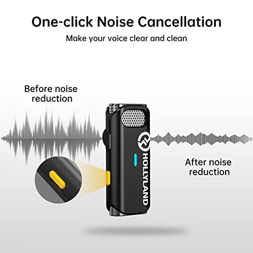 Hollyland Lark M1 Wireless Lavalier Microphone (1TX+1RX, No Charging Case) Compatible with iPhone Android Camera, 650ft 8h Noise Reduction Lapel Mic for YouTube, Interview, Recording, Vlog, Black