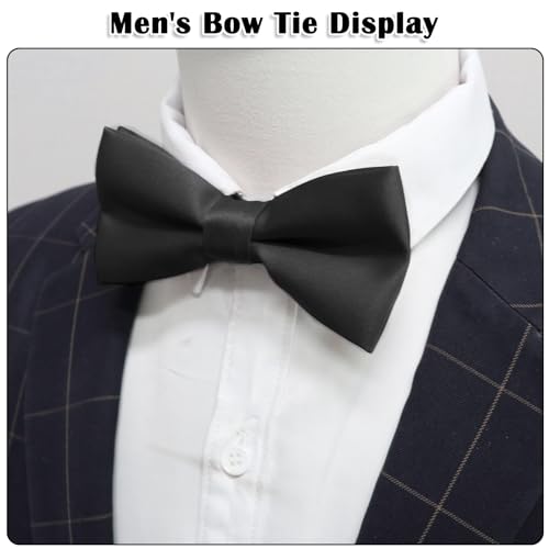 Luckyvestir Black Bow Tie for Man, Mens Bow Tie, Adjustable Bow Ties for Men, Pre-tied Bowties Men for Tuxedo Party,Business or Daily Wear