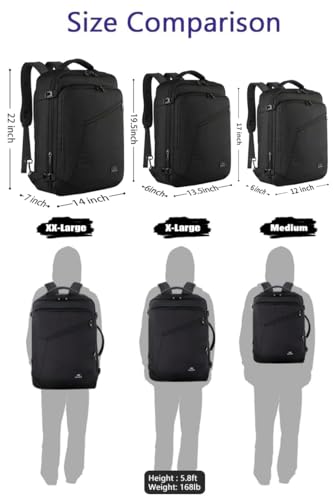 MATEIN Mens Travel Backpack, 27L Lightweight Carry on Backpack for Women, Expandable Business Backpacks, Waterproof Hiking Backpack for Outdoor Sports Rucksack Casual Daypack, Travel Essential, Black