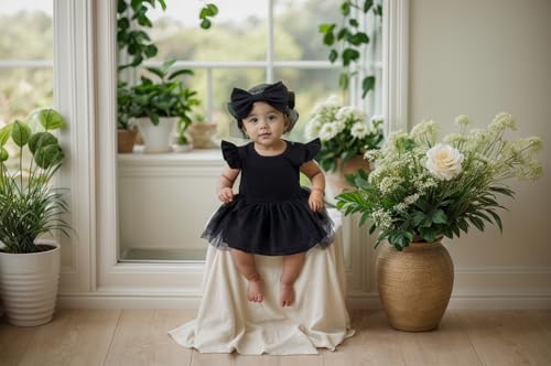 Magic Park 0-18M Infant Bodysuit Tutu Dress Baby Girl Romper Dress Toddler Solid Color Tulle Skirt Baptism Holidays Outfits (Orange, 0-3 Months)