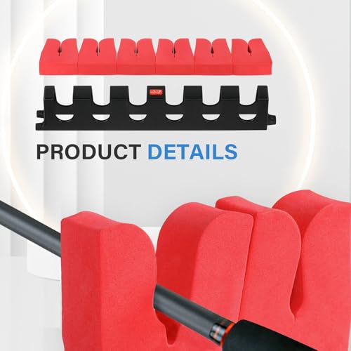 Simple Deluxe Horizontal Fishing Rod Holders Wall-Mounted Fishing Rod Rack Great Fishing Pole Holder for Garage, Fishing Rod Rack Holds Up to 12 Rods, 13.6'' Red, 2 Pairs