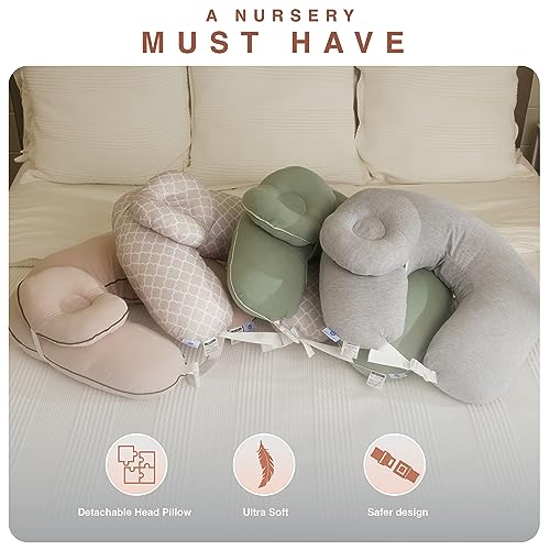 Pharmedoc Nursing Pillow for Breastfeeding - Breast Feeding Pillows with Headrest and Adjustable Waist Straps - Removable Cover, Arabesque - Baby Essentials for Newborn - Full Support for Mom and Baby