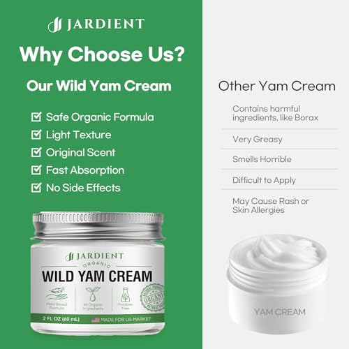 Jardient Wild Yam Cream Hormone Balance: Australia Barbara O'neill Recommended Organic Formula for Menopause Relief & Menstrual Support Like Hot Flashes Night Sweats