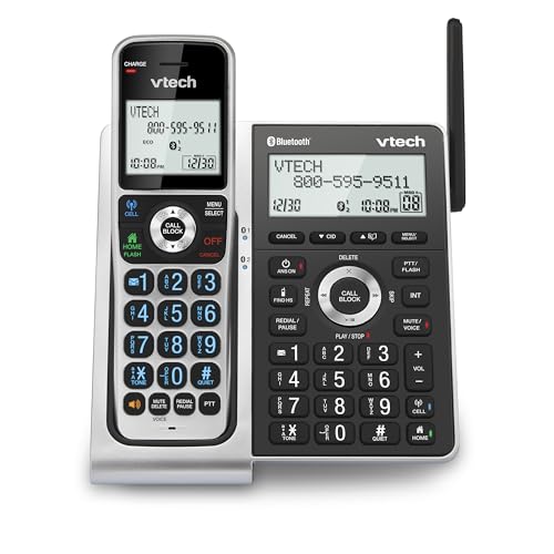 VTech VS306 DECT 6.0 Cordless Home Phone with Bluetooth, Answering System, Smart Call Blocker, Caller ID Announce, Backlit Display, Duplex Speakerphone (Silver & Black)