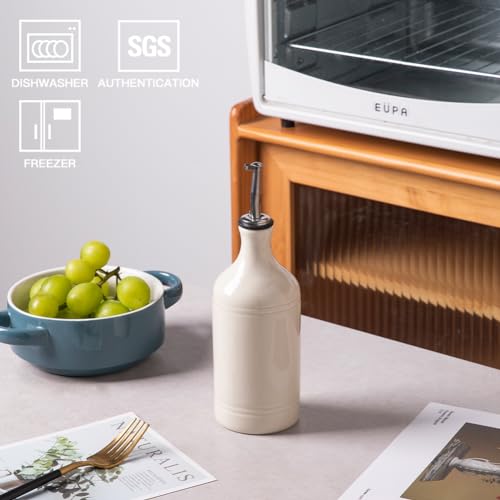 Sweejar Large Ceramic Olive Oil Dispenser Bottle, Opaque Oil Cruet Protects Oil to Reduce Oxidation, Suitable for Storage Oil, Vinegar, Soy Sauce & Other Liquids, Pack of 1, 24 Fl Oz (Turquoise)