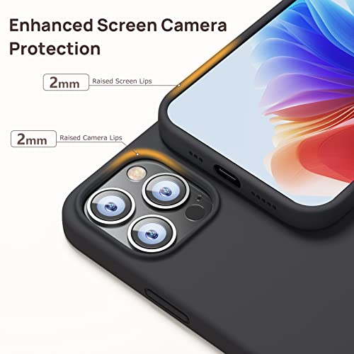 GOODVISH 3 in 1 Designed for iPhone 13 Pro 6.1" Liquid Silicone Case 2021 [2 Pack Screen Protector] Enhanced Full Body Protection Shockproof Anti-Scratch Never Yellow Phone Cover Case Slim, Black