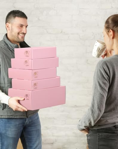 TryDrem Small Shipping Boxes 6x4x2 Inch 50 Pack, Light Pink Mailer Packaging Boxes, Corrugated Cardboard Boxes for Small Business Gift Literature Shipping