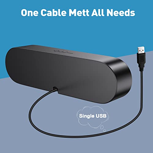 ABRRU USB Computer Speakers, PC Speakers for Desktop, Laptop Speakers with Crystal Clear Sound, Loud Volume, Volume Control and Mute Button(USB-C to USB Adapter Included) (Black)