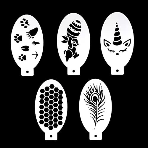 Bowitzki 5pcs Reusable Face Paint Stencils for Body Art Painting Halloween Party Makeup Temporary Tattoos Stencils (Fairy-1)