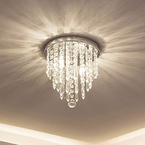 lifeholder Mini Chandelier, Crystal Chandelier Lighting, 2 Lights, Flush Mount Ceiling Light, H10.4'' x W8.66'' Modern Chandelier Lighting Fixture for Bedroom, Hallway, Bar, Kitchen, Bathroom