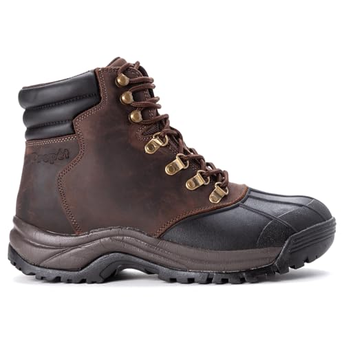 Propét Men's Blizzard Mid Lace Snow Boot, Brown/Black, 9 X-Wide