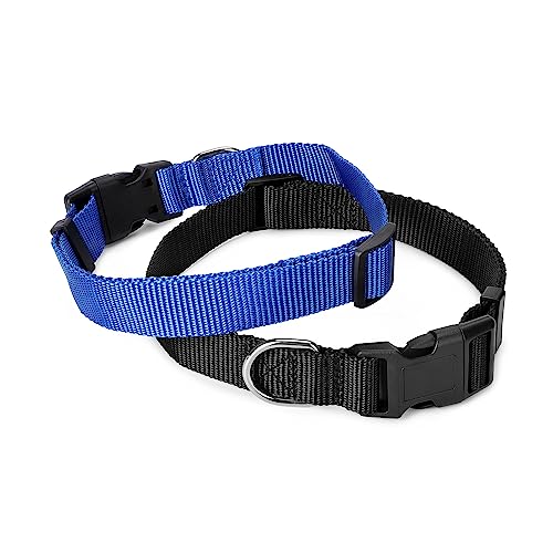 Alainzeo 4 Pack Nylon Dog Collars, Classic Adjustable Pet Dog Collar for Small, Medium and Large Dogs, S(Black, Blue, Red, Purple)