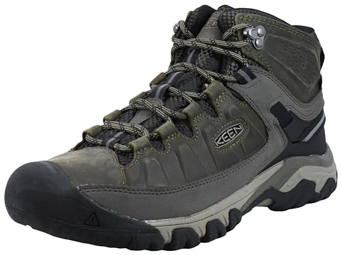 KEEN Men's Targhee 3 Mid Height Waterproof Hiking Boots, Black Olive/Golden Brown, 11.5 Wide