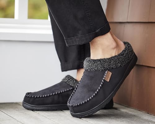 Dearfoams Men's Indoor/Outdoor Breathable Memory Foam Clog Offered in Wide Widths, Black, Large