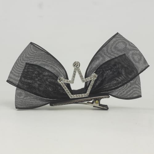 Small Black Orgenza Ribbon Layered Bow Hair Clips -2Pcs