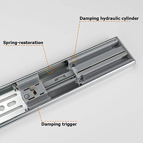 LONTAN 1 Pair 12 Inch Side/Rear Mount Soft Close Drawer Slides 9.76" Extension 3 FOLD Drawer Glides - 4502S3-12 Drawer Slides Bottom Mount Heavy Duty 100 LB Drawer Runners