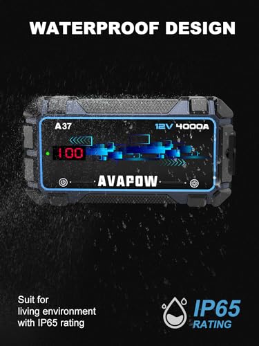 AVAPOW Car Battery Jump Starter 4000A Peak,12V Portable Jumpstart Box for Up to 10L Gas 10L Diesel Engine,PD 60W Fast Charging Lithium Jump Starters Charger Pack