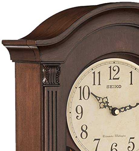 Seiko Gold Tone & Arched Wall Clock with Pendulum and Dual Chimes, 25 x 12.25 x 5 Inch
