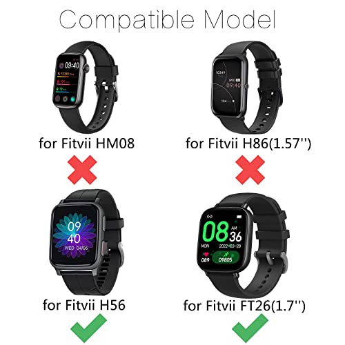 Band Compatible for FITVII 1.7" Fitness Tracker, Adjustable Replacement Straps Soft Silicone Wristband for FITVII 1.7'' Touch Screen Smartwatch Bands (Small Size, 7 Pack A)