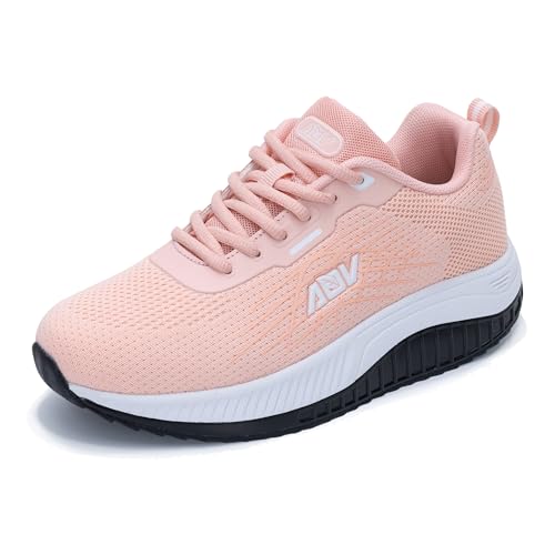 QAUPPE Women's Walking Shoes Arch Support Shoes Platform Tennis Sneakers Running Orthotic Shoes for Plantar Fasciitis Pink 10.5