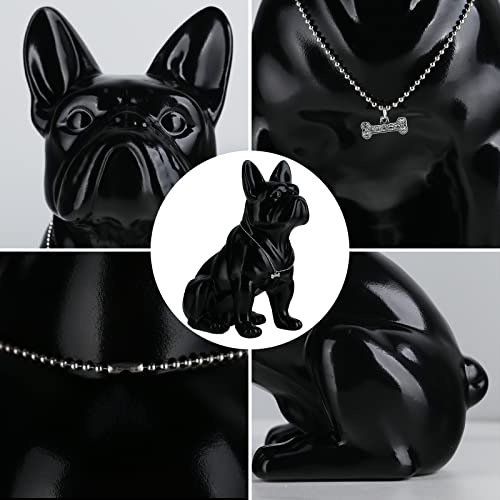 suruim Resin English Bulldog Statue French Bulldog Sculpture Home Decor Modern Collectible Figurine Art Dog Statue Bulldog Figurine Living Room Tabletop Decor (Black, 9 inches)