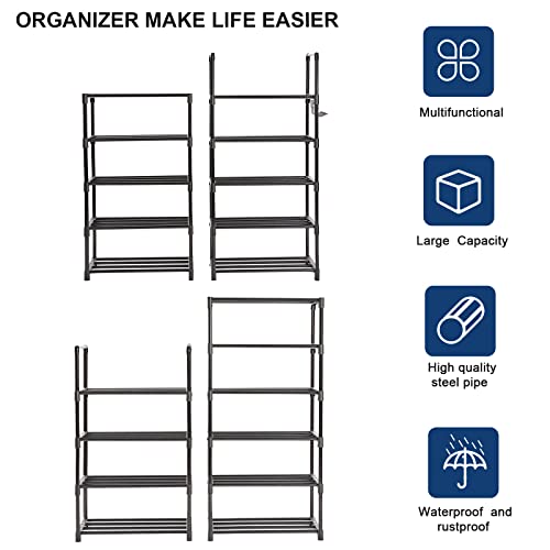 Mavivegue 10 Tiers Narrow Tall Shoe Rack,20-24 Pairs Metal Shoe and Boots Organizer Storage Shelf, Space Saving Skinny Shoe Stand,Free Standing Shoe Tower for Wall,Corner,Entryway, Closet,Bedroom