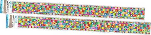 Barker Creek Double-Sided Border 3-Pack, Retro, Decorate Galore with 105' of Border, Coordinating Designs Printed On Both Sides for Twice The Value, 3" x 105' (3663)