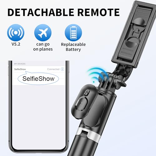 Selfie Stick Tripod, All in One Extendable & Portable iPhone Tripod Selfie Stick with Wireless Remote Compatible with iPhone 16 15 14 13 12 11 pro Xs Max 8 7, Galaxy Note10/S20/S10/OnePlus 9/9 PRO etc