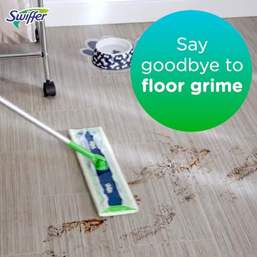 Swiffer Sweep + Mop XL, Broom & Mop Alternative, Floor Cleaner for Dirt, Dust, Hair, All Purpose Cleaning Tool for Home, Bathroom, Kitchen, Set Includes 1 XL Sweeper 8 XL Dry Pads 2 XL Wet Pads Fresh