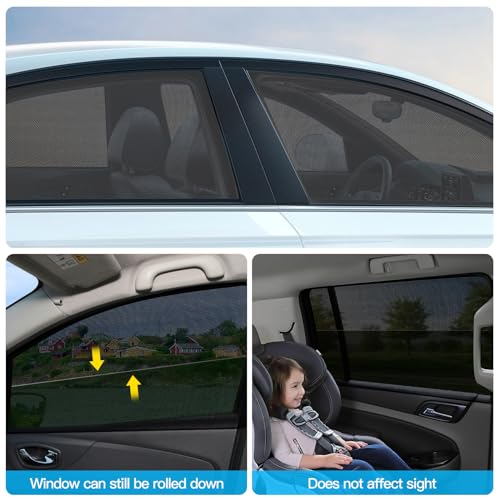 XCBYT Car Window Shades - 2 Pack Magnetic Side Window Sun Shade for Baby Breathable Mesh Car Privacy Curtains 95% Heat and UV Protection Car Window Covers for Baby Sleeping Camping Breastfeeding