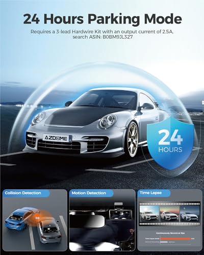AZDOME M580 5K 5GHz WiFi Dash Cam Front and Rear, Touch Screen 4 Inch, UHD 4K+1080P Car Dash Camera with 64GB Card, Dashboard Camera Built-in GPS, WDR Night Vision, 24H 4 Modes Parking Monitor
