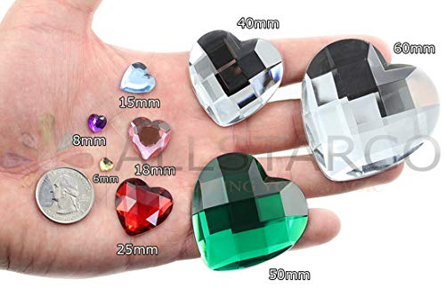 Allstarco 15mm Flat Back Heart Acrylic Rhinestones Plastic Gems Plastic Costume Jewels Embelishments - 40 Pieces (Orange Hyacinth)