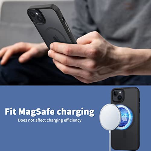 CACOE Magnetic Case for iPhone 13 & iPhone 14 6.1 inch-Compatible with MagSafe & Magnetic Car Phone Mount,Anti-Fingerprint TPU Thin Phone Cases Cover Protective Shockproof (Matte Black)