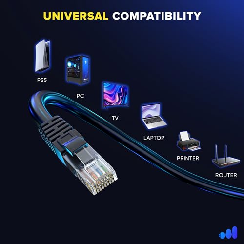 Maximm Cat 6 Ethernet Cable 12 ft (12-Pack) - High-Speed LAN Cable, Internet Cable, Patch Cable, and Network Cable - UTP, 10Gbps, 550MHz Ethernet Cord - Yellow