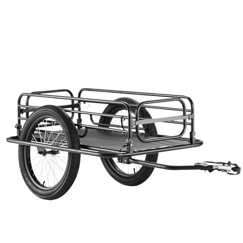 VEVOR Bike Cargo Trailer, 275 lbs Load Capacity, Heavy-Duty Bicycle Wagon Cart, Foldable Compact Storage & Quick Release with Universal Hitch, 20" Wheels, Fits Most Bike Wheels, Carbon Steel Frame