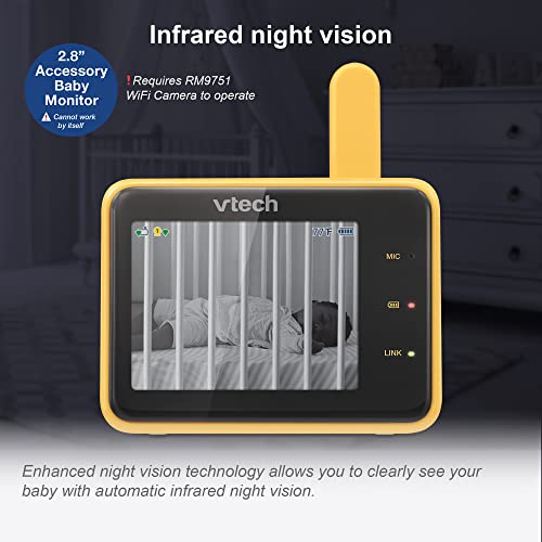 VTech RM2701 2.8" Accessory Baby Monitor Viewer (Requires RM9751 WiFi Camera to operate) Remote Monitoring, Night Light, Soothing Sounds & Lullabies, Two-way Intercom, Temperature Sensor, Night Vision