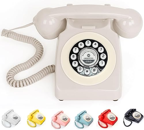 ROOMEDAL Audio Guest Book Wedding Phone, Record Customized Audio Message with Guest Book Retro Phone Audio GuestBook for Wedding Birthday Party Confession Audio Message Voicemail (Beige - Key)
