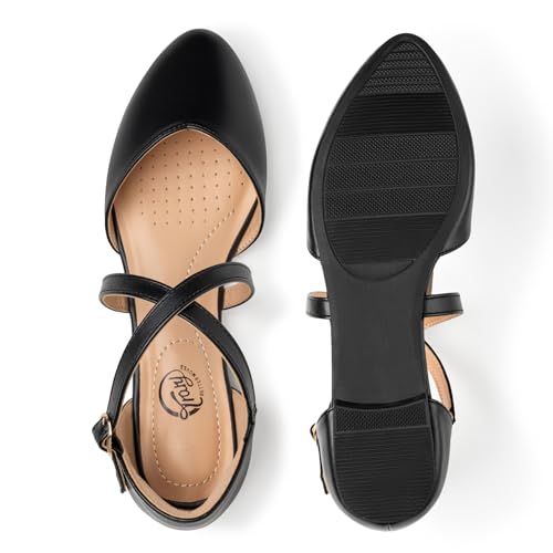 Trary Nude Flats Shoes for Women, Wedding Flats, Nude Flats for Women, Flats for Women Dressy Comfortable, Pointed Toe Dress Flats for Women,Ankle Strap Wide Ballet Flat for Women Wedding-Nude Size 11