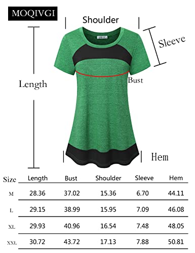 MOQIVGI Athletic Tops for Women Short Sleeve, Loose Fit Workout Shirts, Casual Summer Quick Dry Moisture Wicking Training Running Yoga Gym Activewear Green Medium