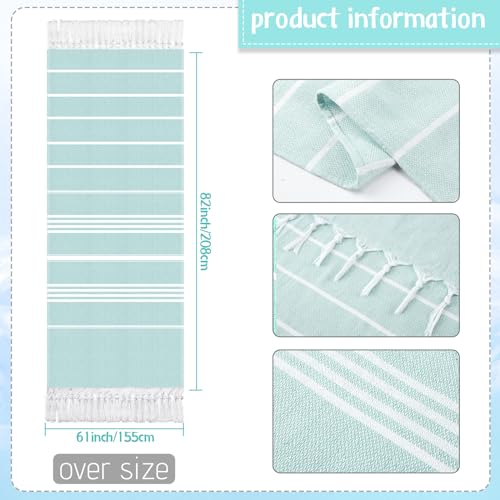 Oudain 2 Packs Oversized Turkish Beach Towel, 61" x 82" Extra Large Cotton Beach Towels for Adults Turkish Beach Blanket Travel Lightweight Sandproof for Bath Beach Gift Beach Supplies(Royal Green)