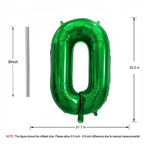 40 Inch Huge Dark Green Numbers 0 Balloons Decorations Birthday Party Supplies Helium Foil Mylar Big Digital 0-9 Summer 2023 Graduation Anniversary Celebrations(Emerald Green 0 balloon)