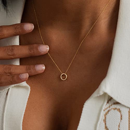 Awvialy Dainty Gold Necklace for Women 14k Gold Plated CZ Diamond Necklace Cute Choker Necklace for Women Simple Gold Pendant Necklace Trendy Gold Jewelry for Women Gifts