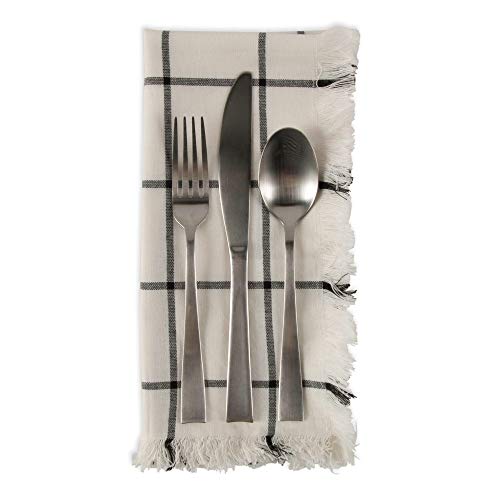 DII Basic Check Collection Tabletop, Napkin Set, Black, 6 Piece