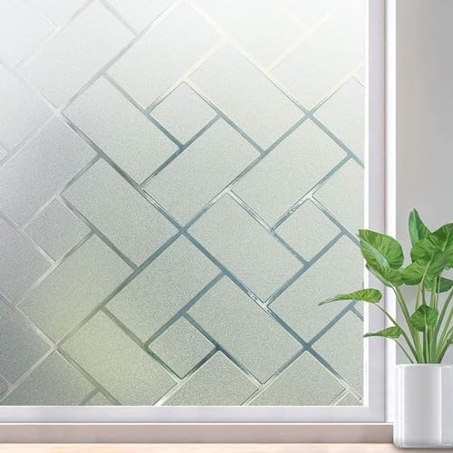 rabbitgoo Window Privacy Film, Frosted Glass Static Cling Window Sticker, Vinyl Covering for Home Office Bathroom Decorative, 35.4 x 118.1 inches