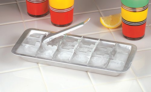 Vintage Kitchen Ice Cube Tray – 18 Slot Ice Cube Maker with Easy Release Handle – Aluminum Metal – 11” L x 4” W x 1 ¾” H Silver