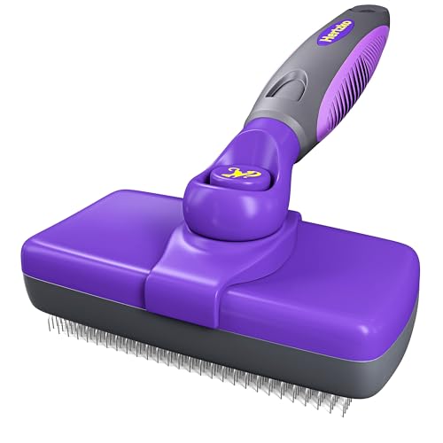 Hertzko Dog & Cat Brush, Dog Brush for Shedding, Cat & Dog Grooming, Self Cleaning Slicker Brush for Pets, Grooming Brushes for Long Short Haired Dogs Cats, Deshedding Brush, Rake, Comb - Aqua